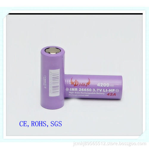 Jcmkj Lithium Cylindrical Battery 26650-4200mAh, 10c Discharge, Flat Head, E-Cigarette Battery, E-Cigarette, Audio Battery, 18650, 18500, 18350 Power Battery,